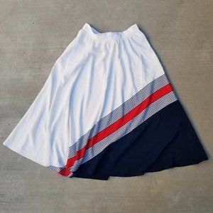 vintage red white & blue striped circle skirt